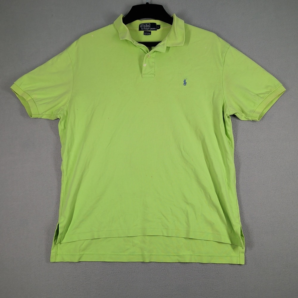 Polo Ralph Lauren Polo Shirt Mens Large‎ Lime Green Cotton Short Sleeve